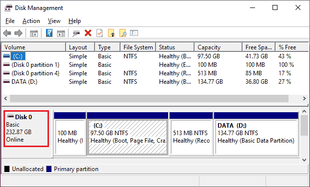 Windows 10 Disk Management